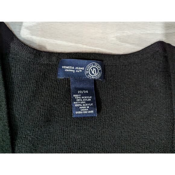 VTG Lane Bryant Venezia Jeans Women's Black Beaded Sweater Vest Plus Size 22 24 - Picture 2 of 6